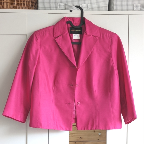Harris Wallace Silk Cropped Jacket Sz 4 - Picture 1 of 7